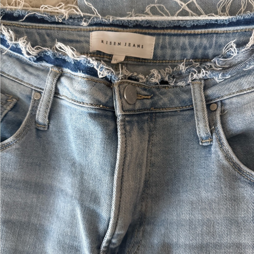 Risen jeans Frayed Hem Light Blue Women's Jeans - Picture 2 of 4